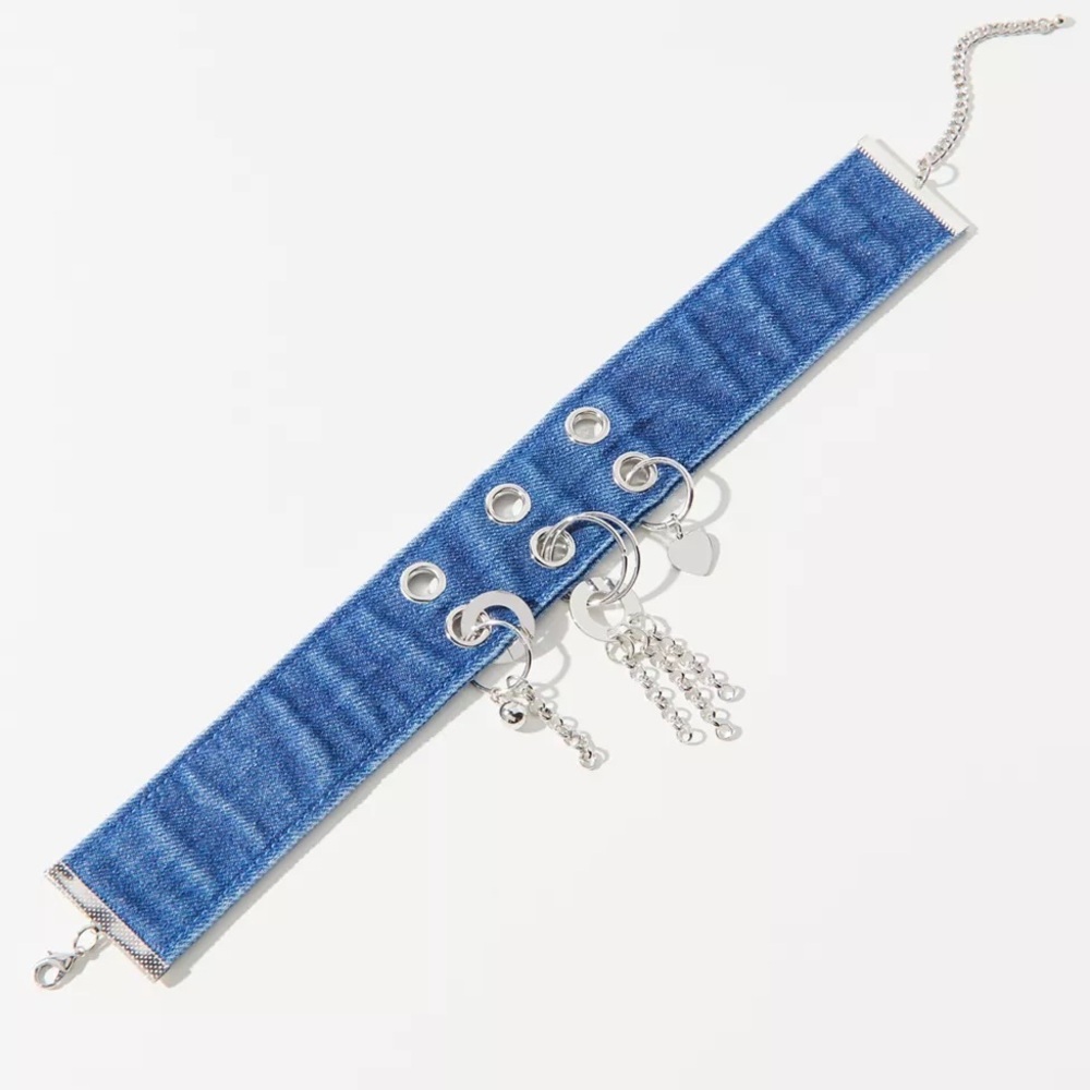 UO Urban Outfitters Denim Charm Choker Necklace NWT